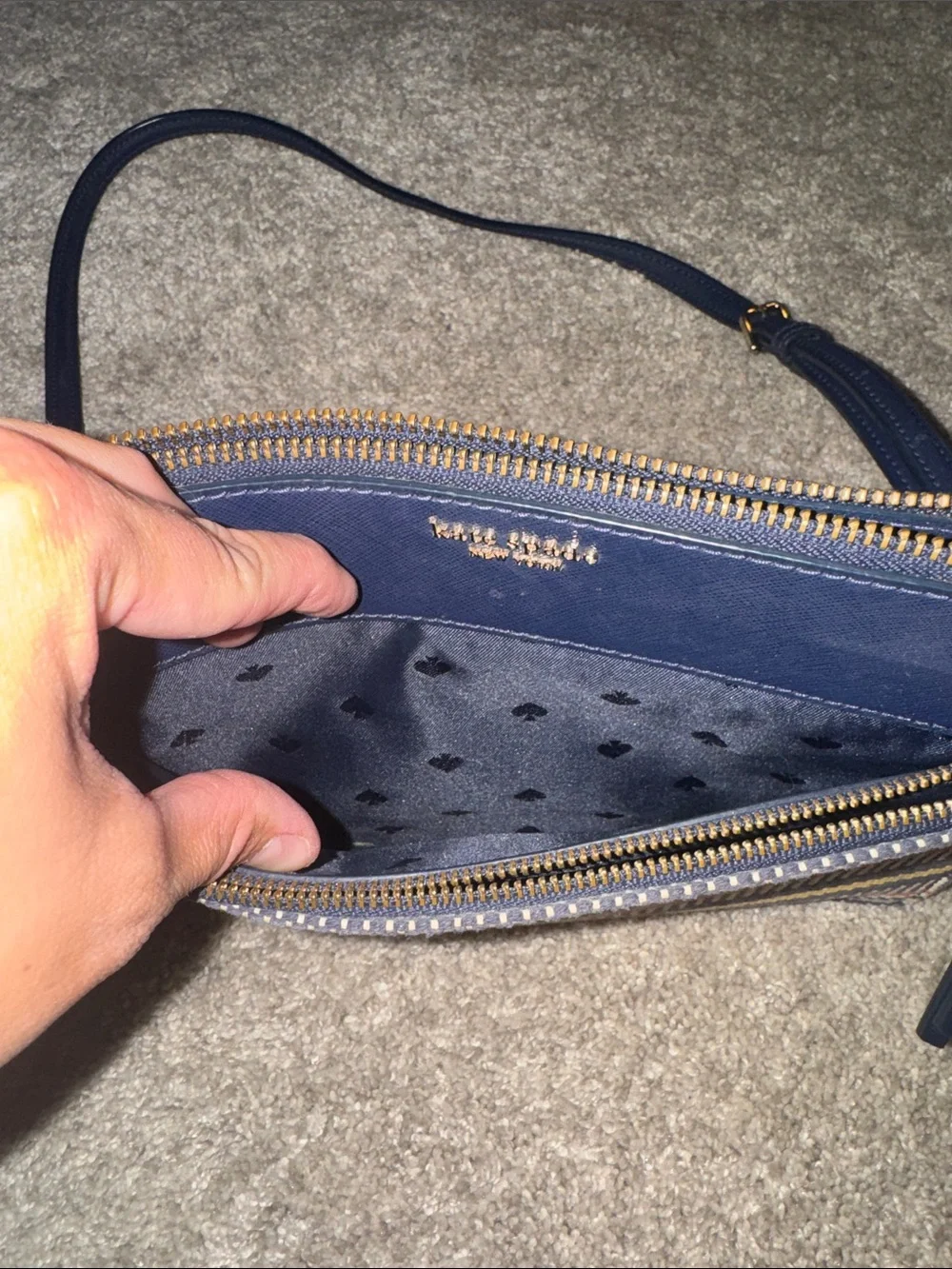 kate spade Navy Multi-Stripe Crossbody with Gold Hardware
